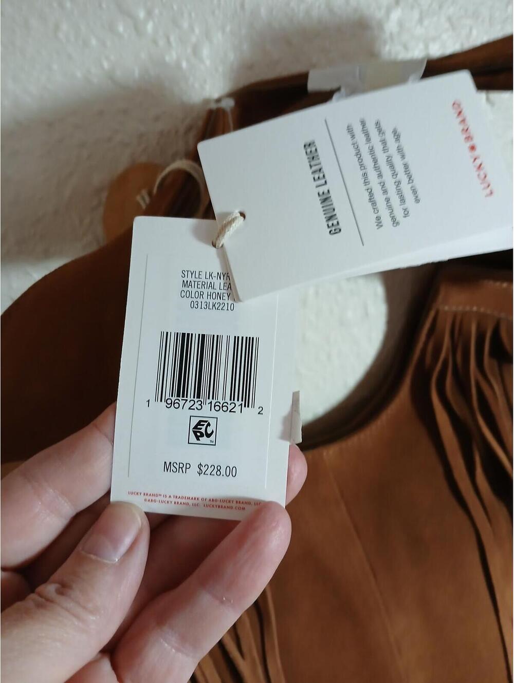 Lucky Brand Genuine Leather Honey Brown Fringe Shoulder Bag - Picture 2 of 4